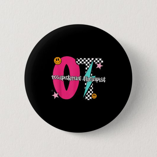 Occupational Therast Retro Checkered Ot Graduation Button (Vorderseite)