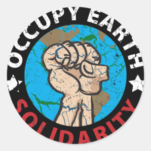 Occupy Earth Runder Aufkleber