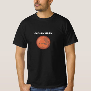 Occupy-Mars auf T - Shirt gedruckt