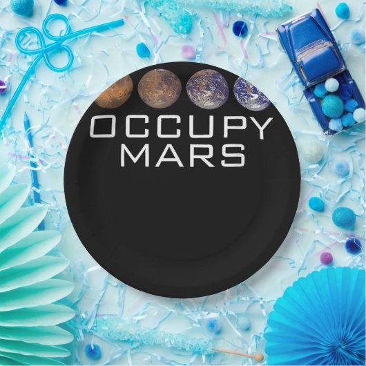 Occupy Mars Colonize Graphic Outer Space Planet SA Pappteller (Party)