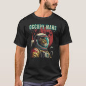 Occupy Mars - Funny Cat Astronaut Retro (2) T-Shirt (Vorderseite)