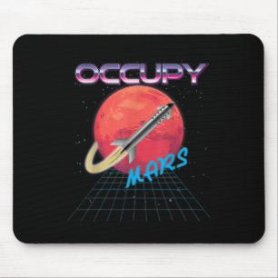 Occupy Mars Space Rocket Synthwave Outrun Retro Mousepad