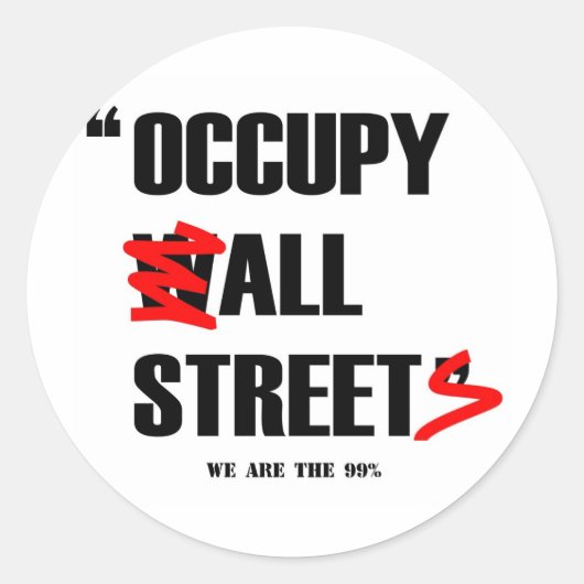 Occupy Wall Street All Streets Wir sind die 99% Runder Aufkleber (Vorderseite)