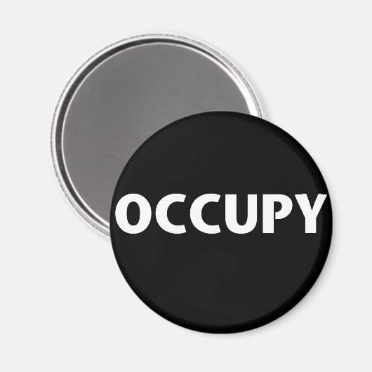 Occupy (weiß auf schwarz) magnet (Vorderseite/Rückseite)