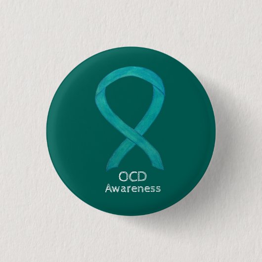 OCD Awareness Ribbon Aquamarine Kunst Buttone Button (Vorderseite)