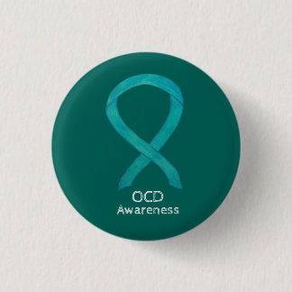 OCD Awareness Ribbon Aquamarine Kunst Buttone Button