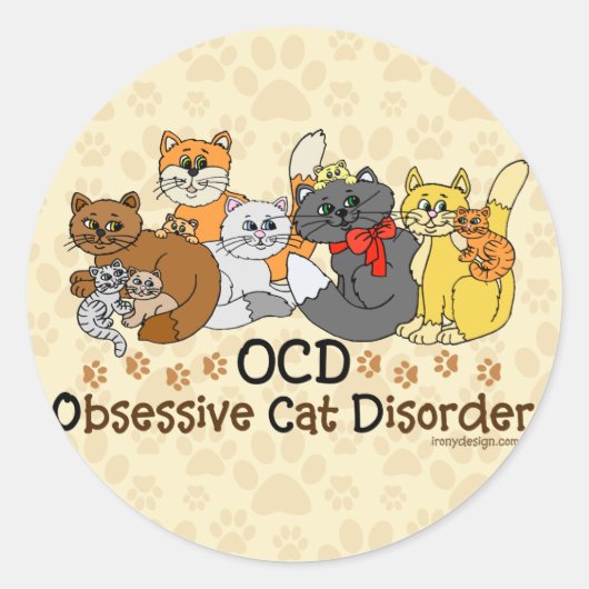 OCD besessene Katzen-Störung Runder Aufkleber (Vorderseite)