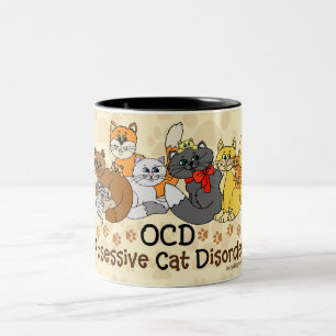 OCD besessene Katzen-Störung Zweifarbige Tasse