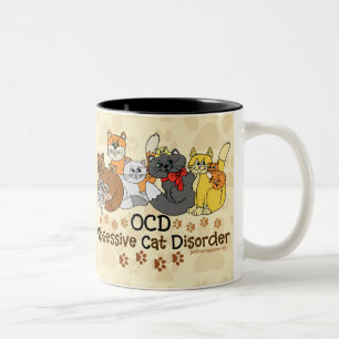 OCD besessene Katzen-Störung Zweifarbige Tasse