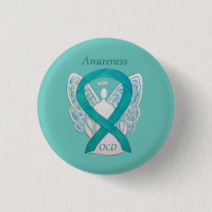 OCD-Bewusstseins-Schleifen-Teal-Schutzengel-Art-Na Button