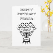 OCD Birthday Card für Chihuahua Dog Lover und Haus Karte (Gelbe Blume)