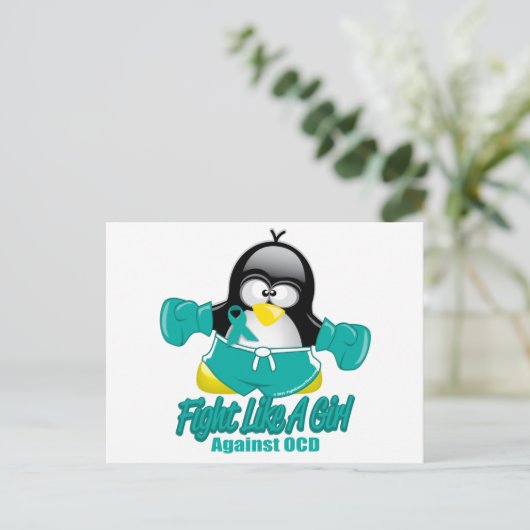 OCD-Kampfpinguin Postkarte (Stehend Vorderseite)