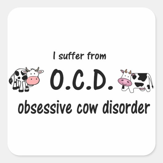 OCD Kuh Quadratischer Aufkleber (Vorderseite)