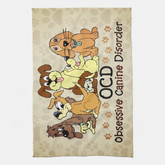 OCD Obsessive Canin-Störung braun Geschirrtuch (Vertikal)