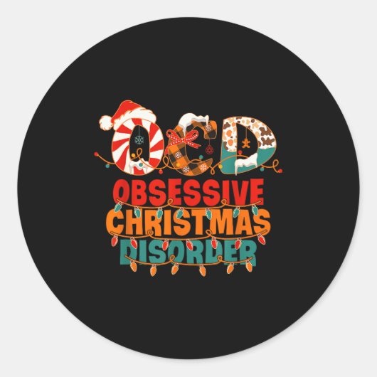 Ocd Obsessive Christmas Disorder Funny Christmas Runder Aufkleber (Vorderseite)