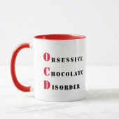 OCD - Rote und schwarze obsessive Schokoladenerkra Tasse (Links)