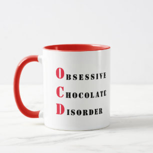OCD - Rote und schwarze obsessive Schokoladenerkra Tasse