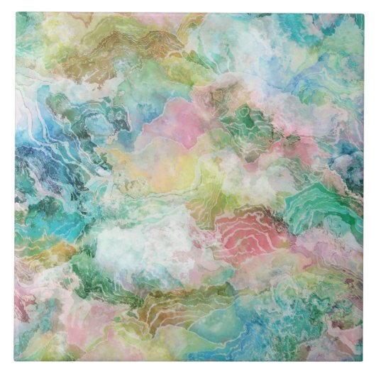 Ocean Abstract Watercolor Grunge Pattern Fliese (Vorderseite)
