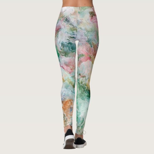 Ocean Abstract Watercolor Grunge Pattern Leggings (Rückseite)