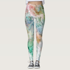 Ocean Abstract Watercolor Grunge Pattern  Leggings