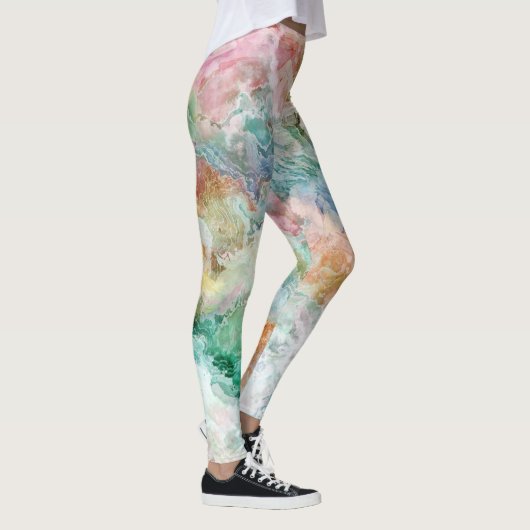 Ocean Abstract Watercolor Grunge Pattern  Leggings (Rechts)