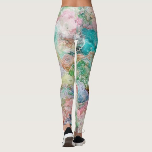 Ocean Abstract Watercolor Grunge Pattern  Leggings (Rückseite)