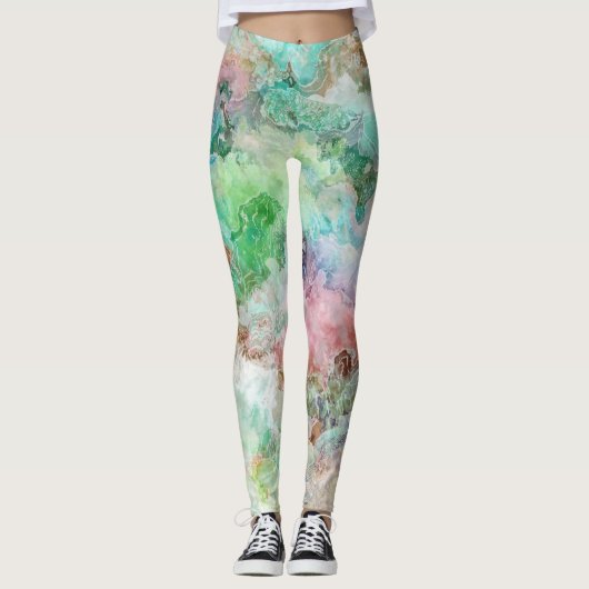 Ocean Abstract Watercolor Grunge Pattern  Leggings (Vorderseite)
