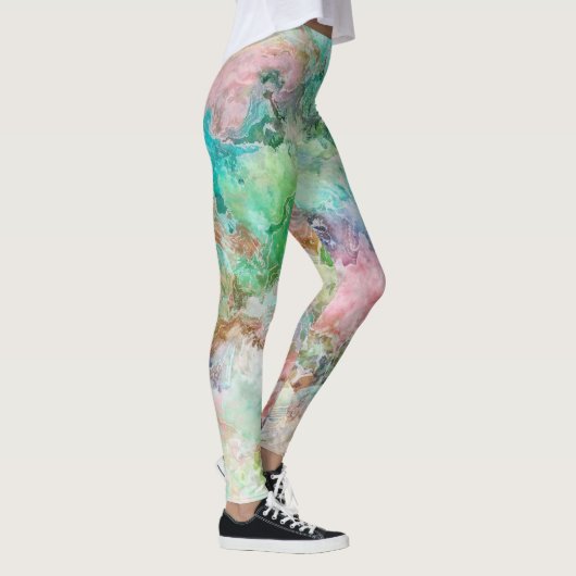 Ocean Abstract Watercolor Grunge Pattern Leggings (Rechts)