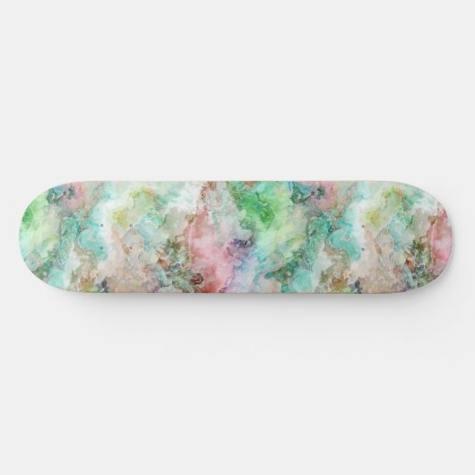 Ocean Abstract Watercolor Grunge Pattern  Skateboard (Horizontal)