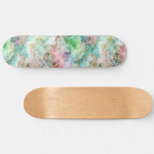 Ocean Abstract Watercolor Grunge Pattern  Skateboard (Horizontal)