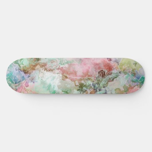 Ocean Abstract Watercolor Grunge Pattern Skateboard (Horizontal)