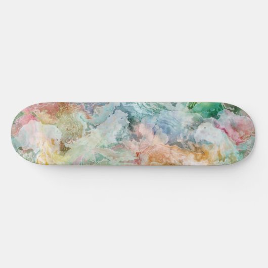 Ocean Abstract Watercolor Grunge Pattern Skateboard (Horizontal)