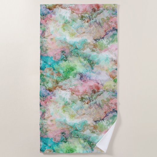 Ocean Abstract Watercolor Grunge Pattern  Strandtuch (Vorderseite)