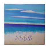 Ocean Abstrakt Beach Personalisiert Fliese (Vorderseite)