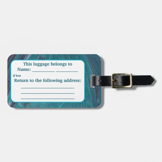 Ocean Acrylic Pour Inspiriert Gepäckanhänger (Vorderseite horizontal)