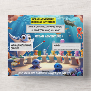 Ocean Adventure Classroom Geburtstag - Flachbildsc All In One Einladung