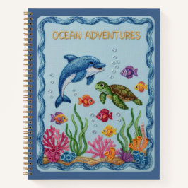 Ocean Adventures Embroidered Dolphin & Turtle Notizblock