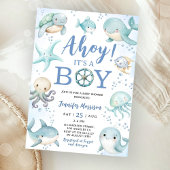 Ocean Ahoy It's A Boy Blue Sea Baby Shower Einladung
