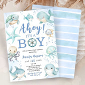 Ocean Ahoy It's A Boy Blue Sea Baby Shower Einladung