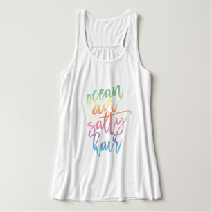 Ocean Air Salty Hair Pastell-Rainbow-Script Tank Top