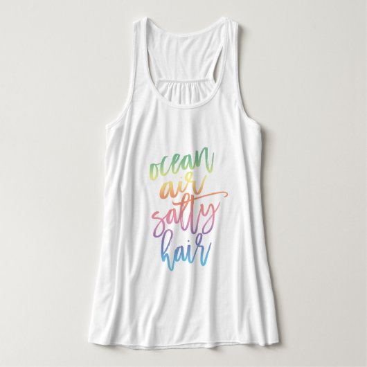 Ocean Air Salty Hair | Pastell-Rainbow-Script Tank Top (Design Vorderseite)