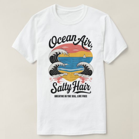 Ocean Air Salty Hair Surf Beach Design T-Shirt (Design vorne)