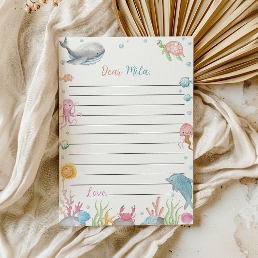 Ocean Animal Birthday Time Capsul Message Card Dankeskarte