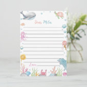 Ocean Animal Birthday Time Capsul Message Card Dankeskarte (Stehend Vorderseite)