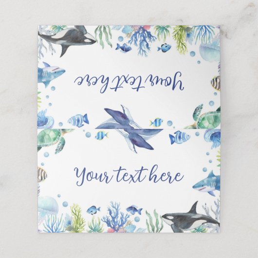 Ocean Animal Boy Birthday Food Platzkarte Whale (Außenseite Aufgefaltet)