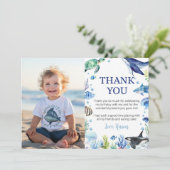 Ocean Animal Boy Birthday Foto Danke, Card Dankeskarte (Stehend Vorderseite)
