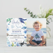 Ocean Animal Boy Einladung zum ersten Geburtstag F (Stehend Vorderseite)