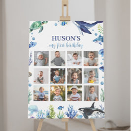 Ocean Animal Boy Geburtstag Foto Milestone Zeichen Poster