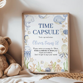 Ocean Animal Boy Geburtstag Time Kapsel Zeichen Poster