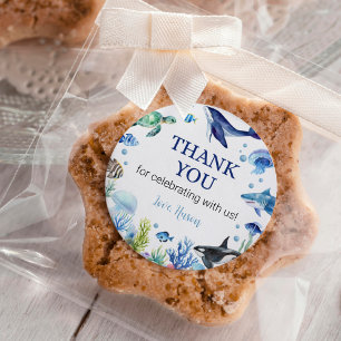 Ocean Animal Boy Geburtstagsaufkleber Party Runder Aufkleber